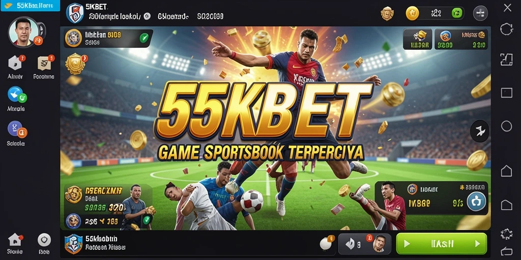 Screenshot 55KBET menampilkan antarmuka Sportsbook yang menarik dan informatif.