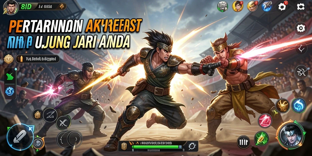 Tampilan aksi seru dalam game 8ID dengan pertarungan mendebarkan.
