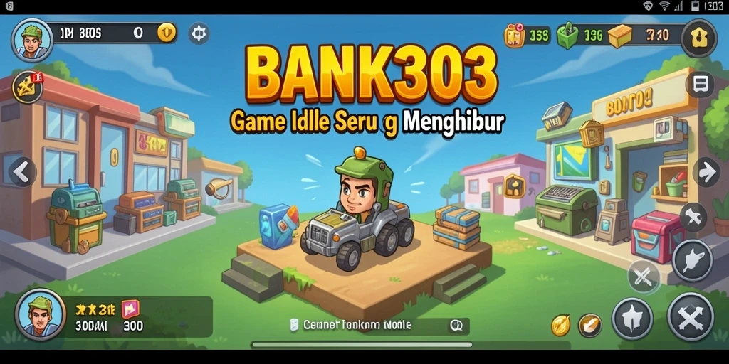 Tampilan gameplay BANK303 yang menarik dengan elemen manajemen Idle.
