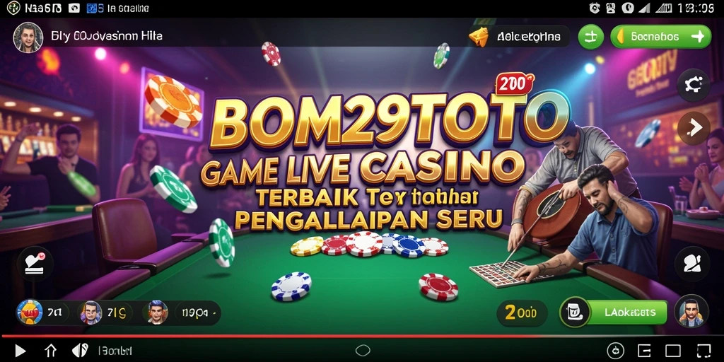 Screenshot gameplay BOM29TOTO menampilkan dealer hidup dan interaksi yang menarik.