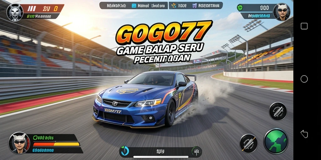 Tampilan gameplay GOGO77 yang menegangkan saat balapan di lintasan.