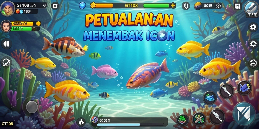 Tampilan seru dari gameplay GT108 saat menembak ikan.