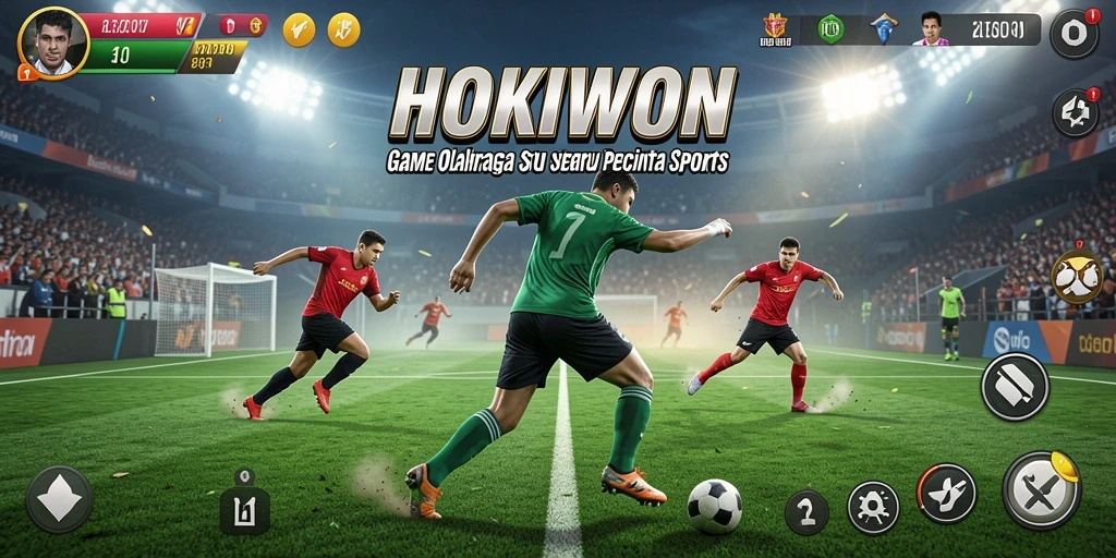 Screenshot HOKIWON menampilkan aksi seru dalam kompetisi olahraga.