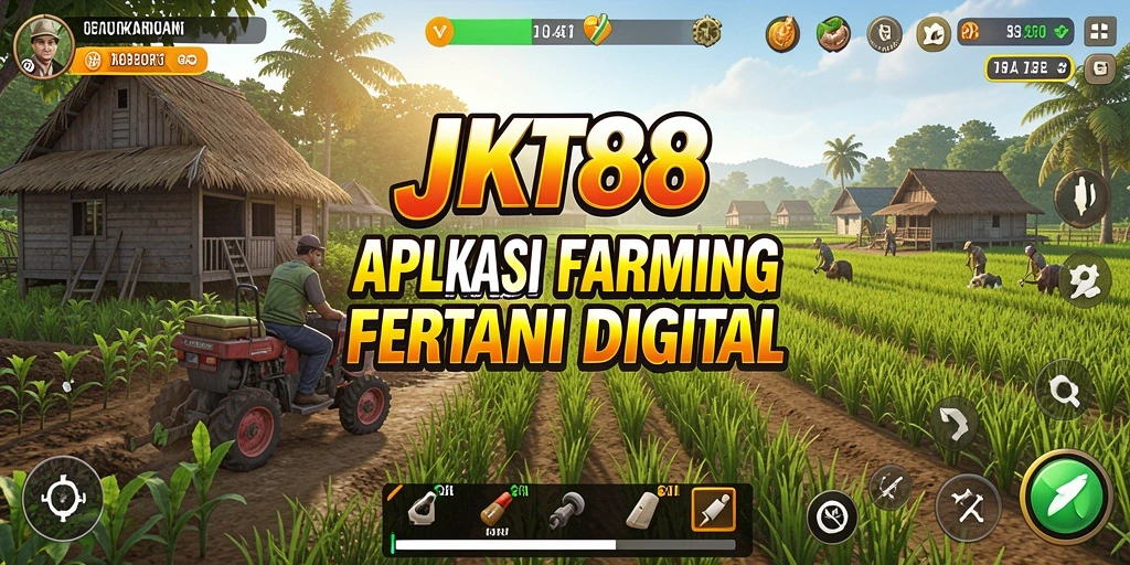 Screenshot gameplay JKT88 yang menampilkan aktivitas bertani yang seru.