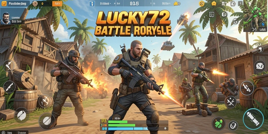 Tangkapan layar menunjukkan aksi seru dalam <strong>LUCKY72</strong> saat bertarung di arena Battle Royale.