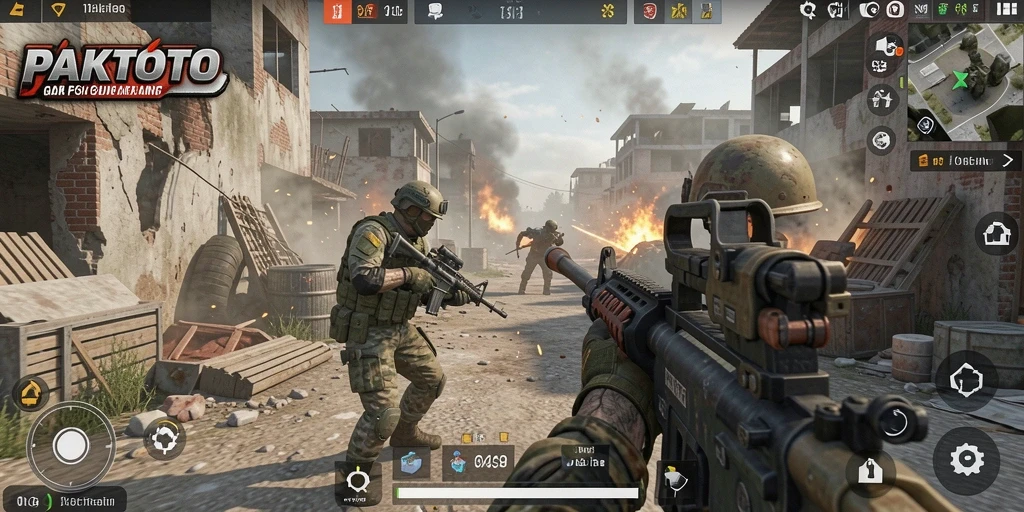 Tampilan gameplay PAKTOTO yang mendebarkan dalam misi perang.