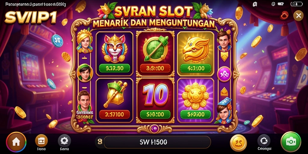 Screenshot gameplay SVIP1 menampilkan gulungan slot yang mengasyikkan.